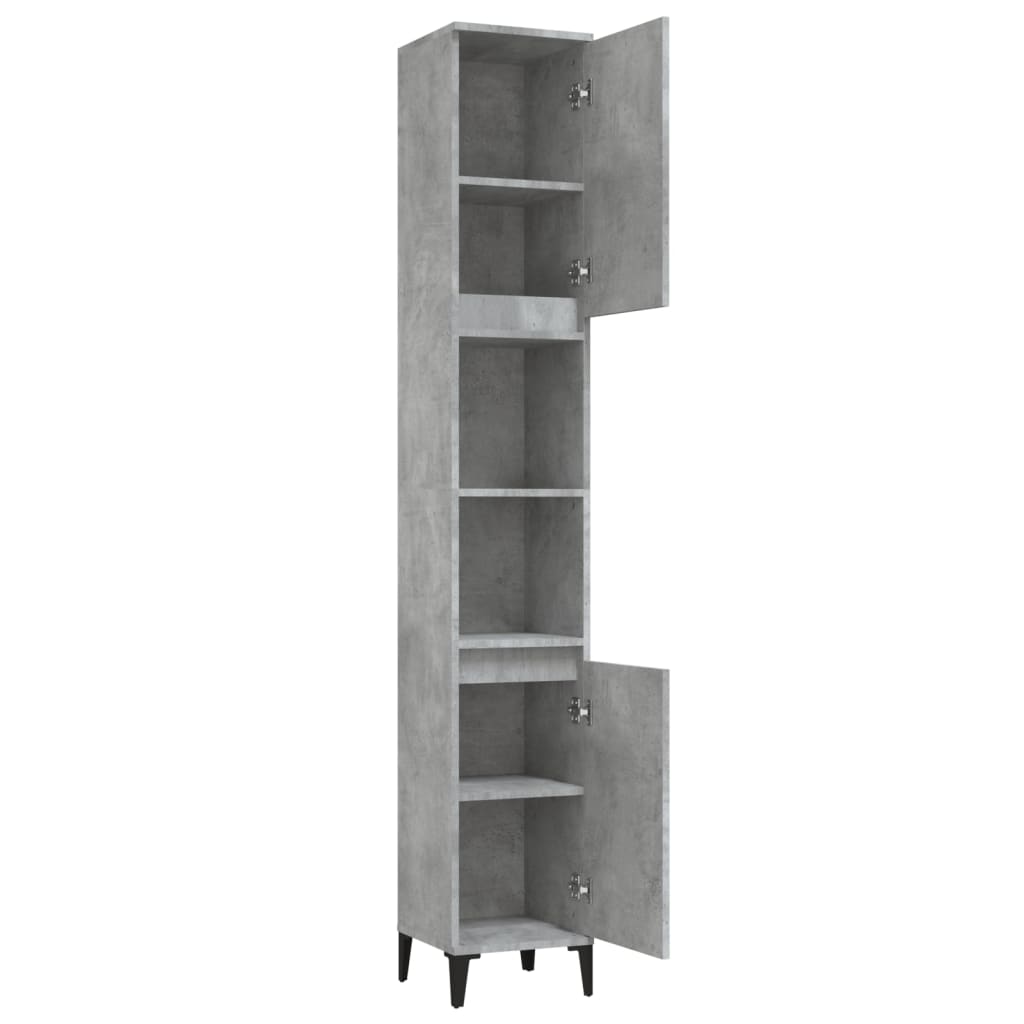 Bathroom cabinet, concrete grey, 30x30x190cm, wood