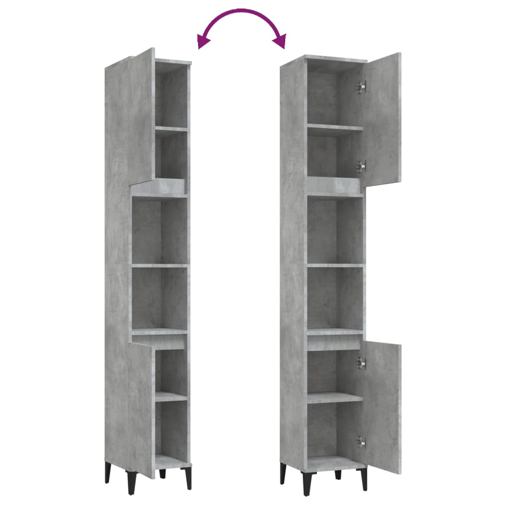 Bathroom cabinet, concrete grey, 30x30x190cm, wood