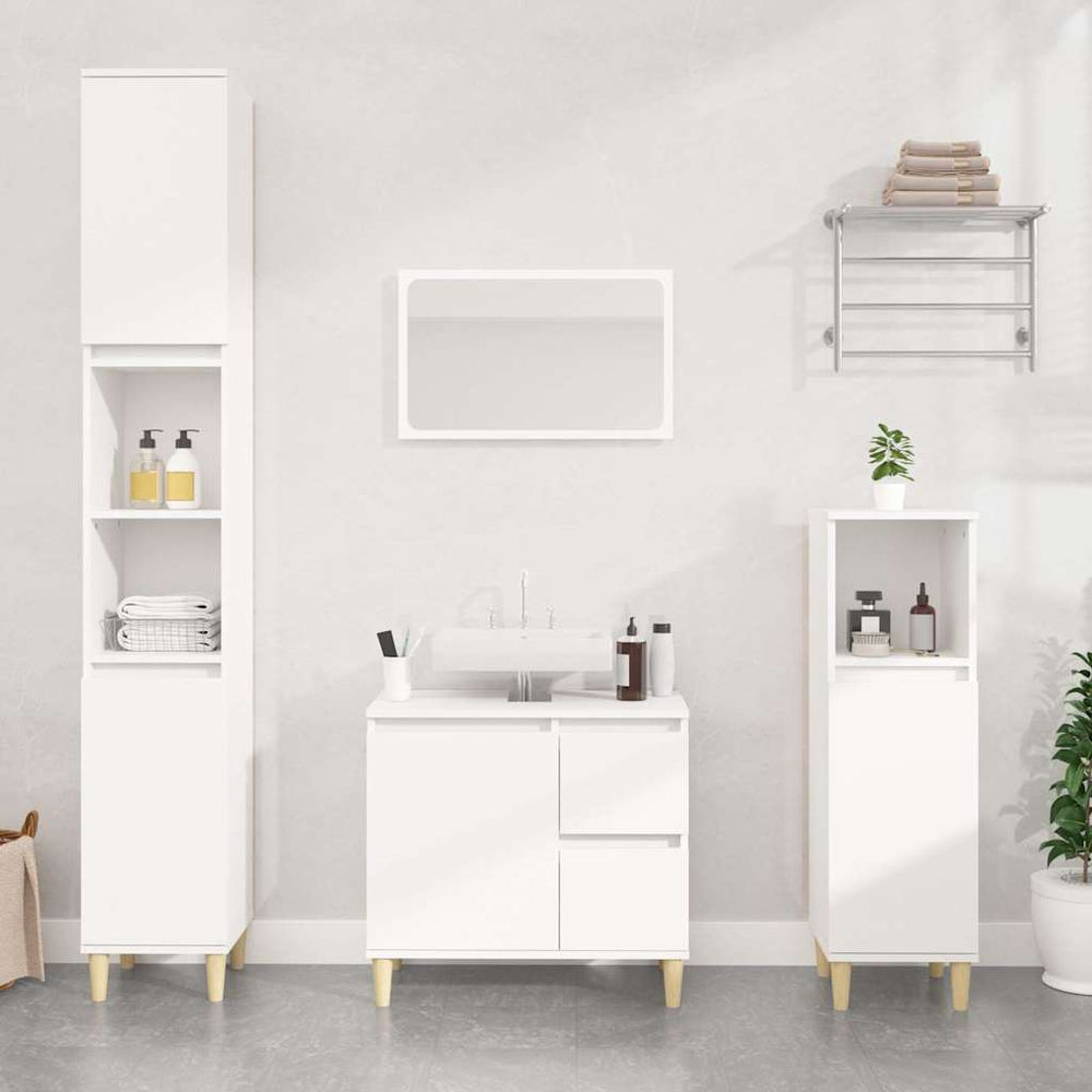 Bathroom cabinet, white, 30x30x100cm, engineered wood