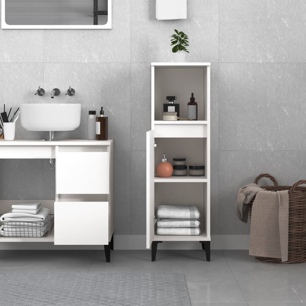 Bathroom cabinet, white, 30x30x100cm, engineered wood