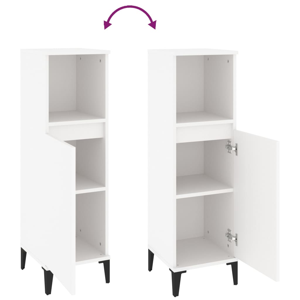 Bathroom cabinet, white, 30x30x100cm, engineered wood