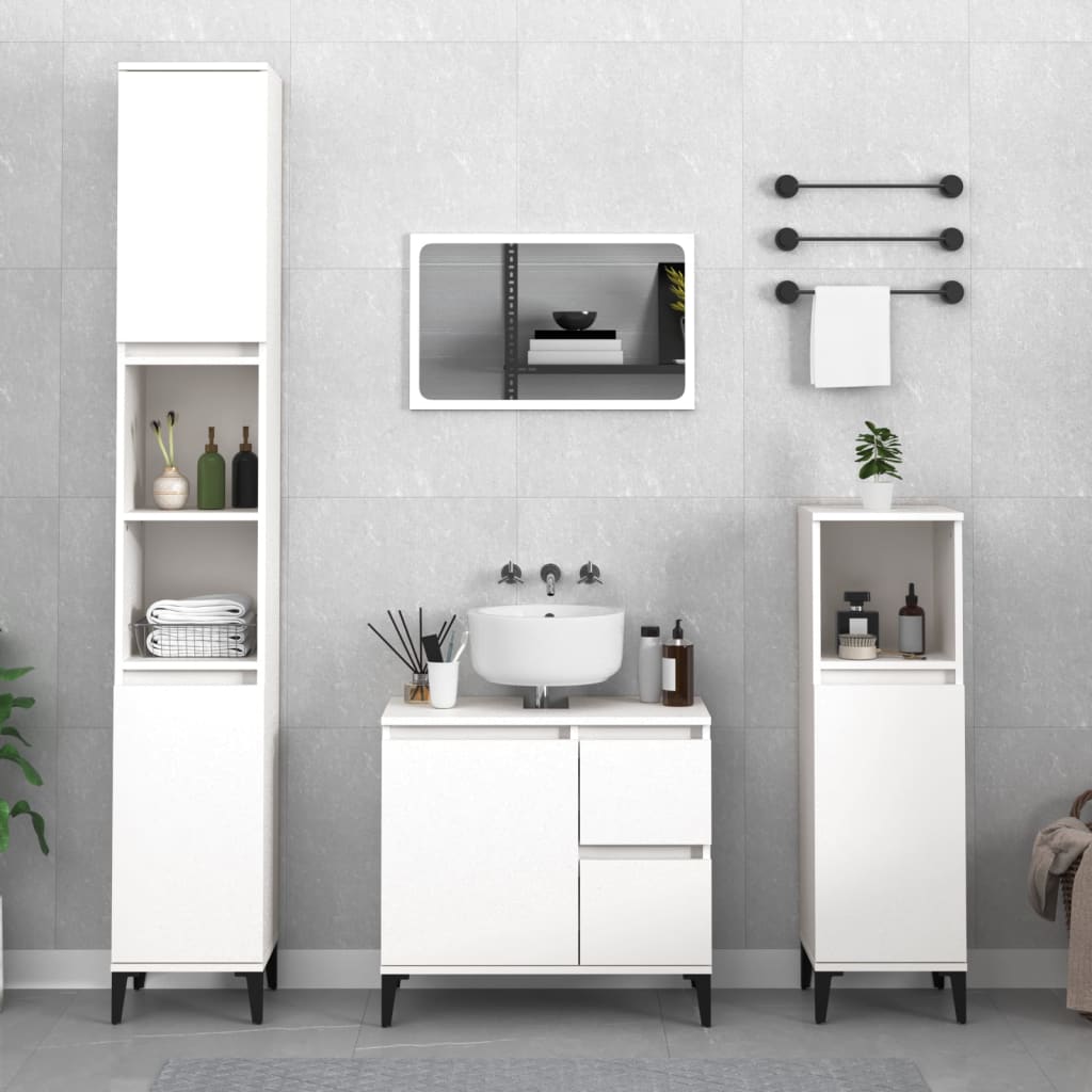 Bathroom cabinet, white, 30x30x100cm, engineered wood