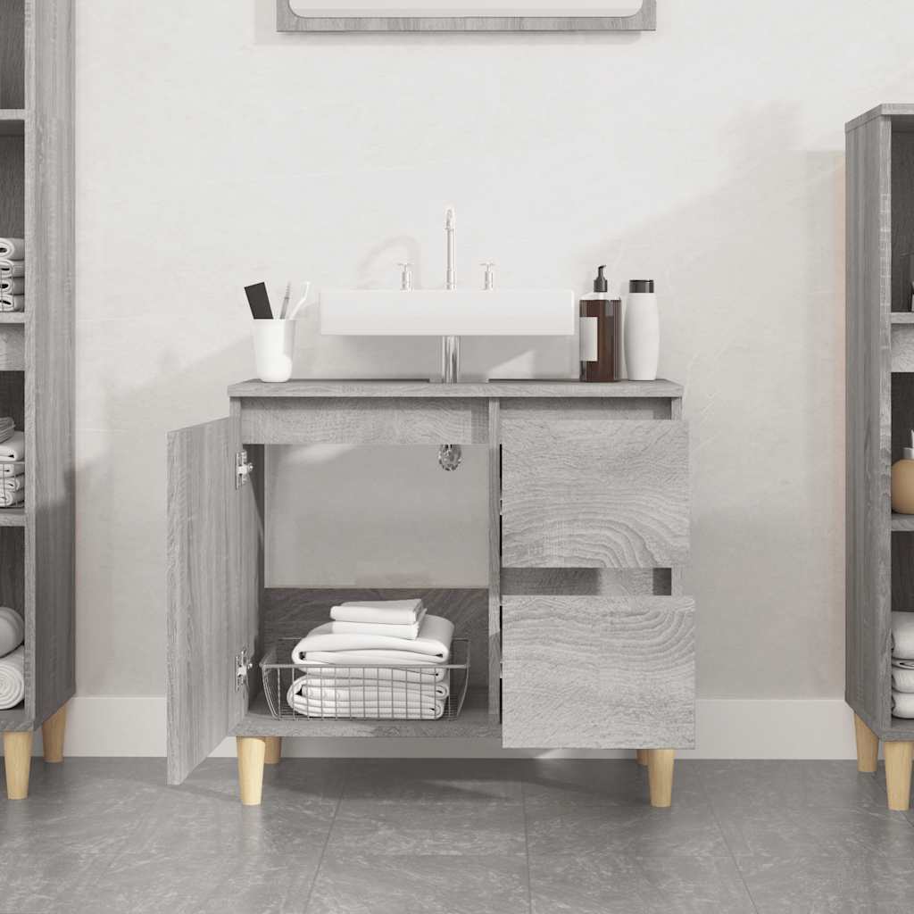Bathroom cabinet, grey oak, 65x33x60cm, wood
