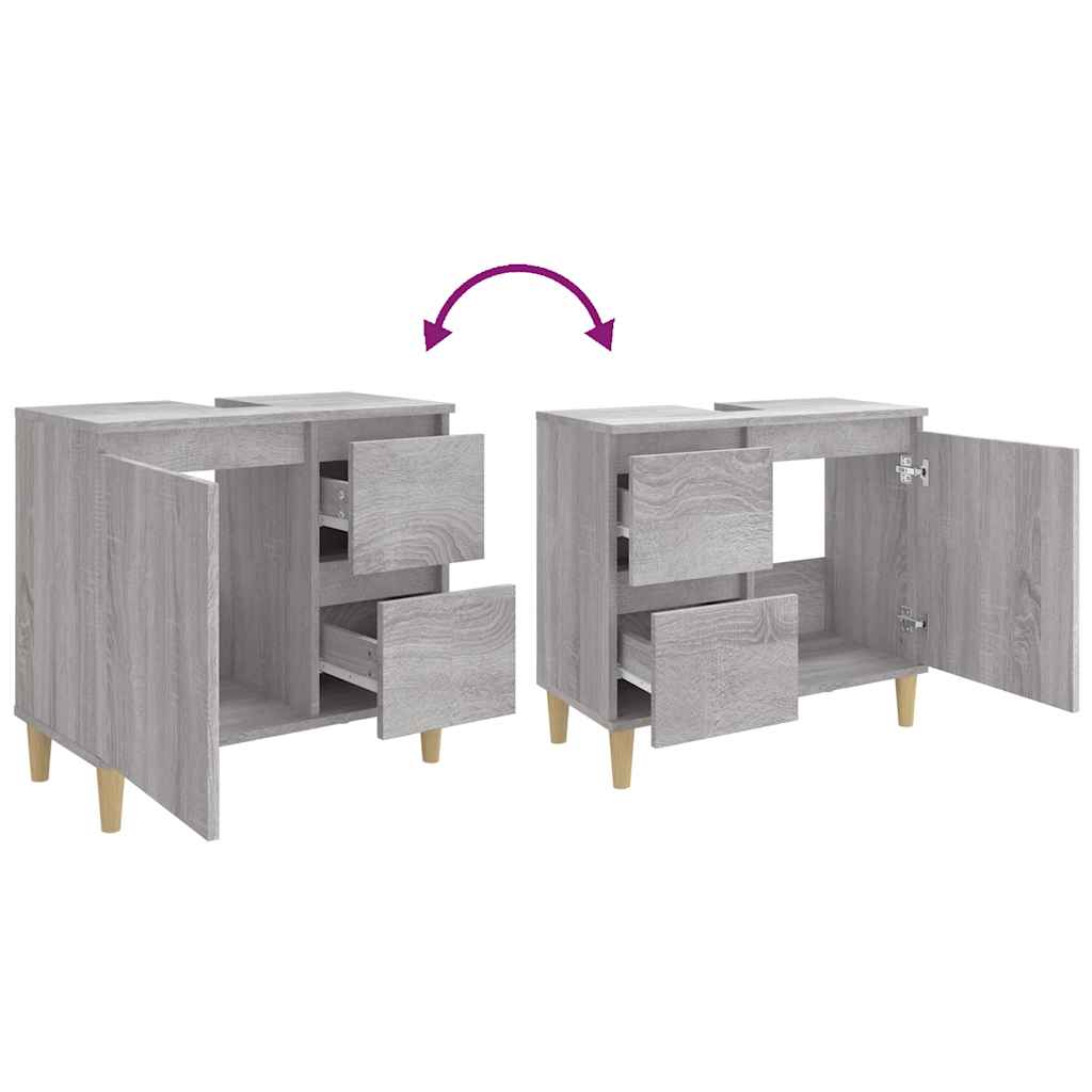 Bathroom cabinet, grey oak, 65x33x60cm, wood