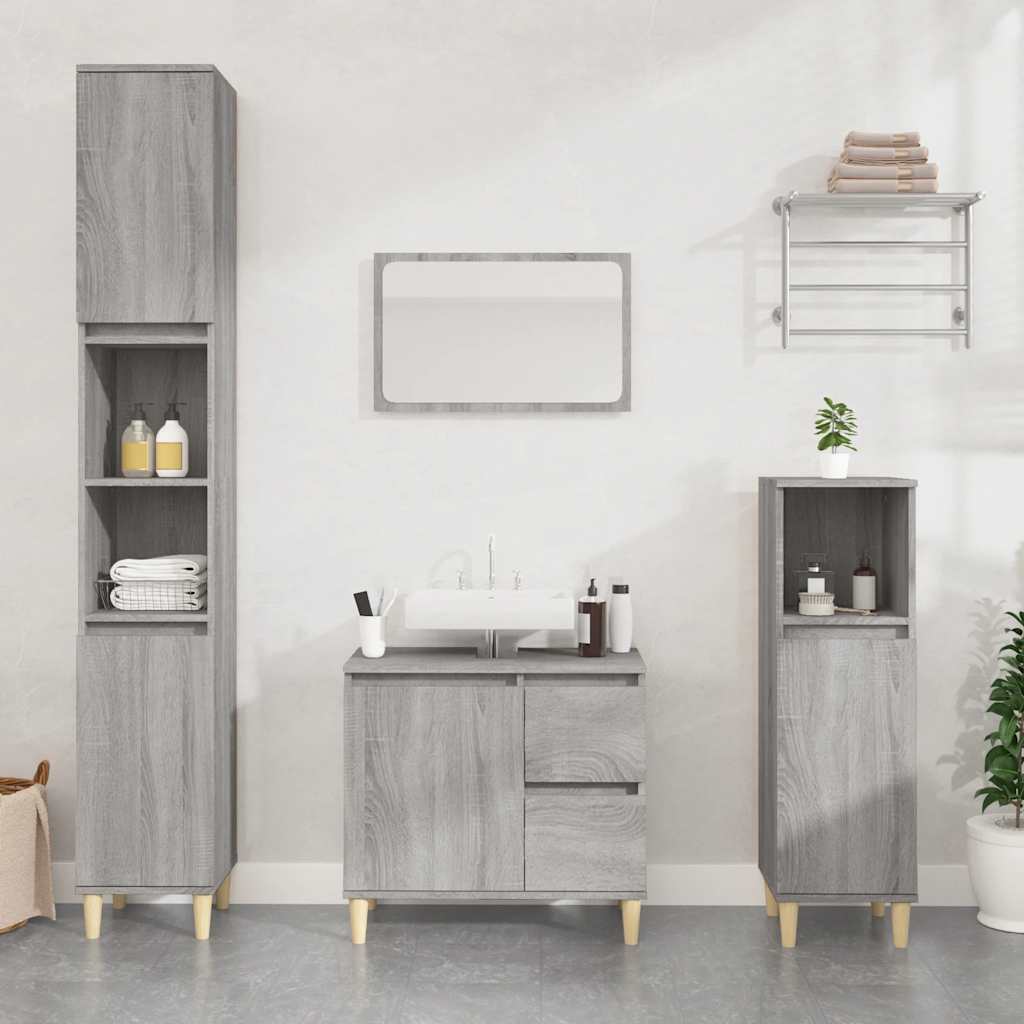 Bathroom cabinet, grey oak, 65x33x60cm, wood