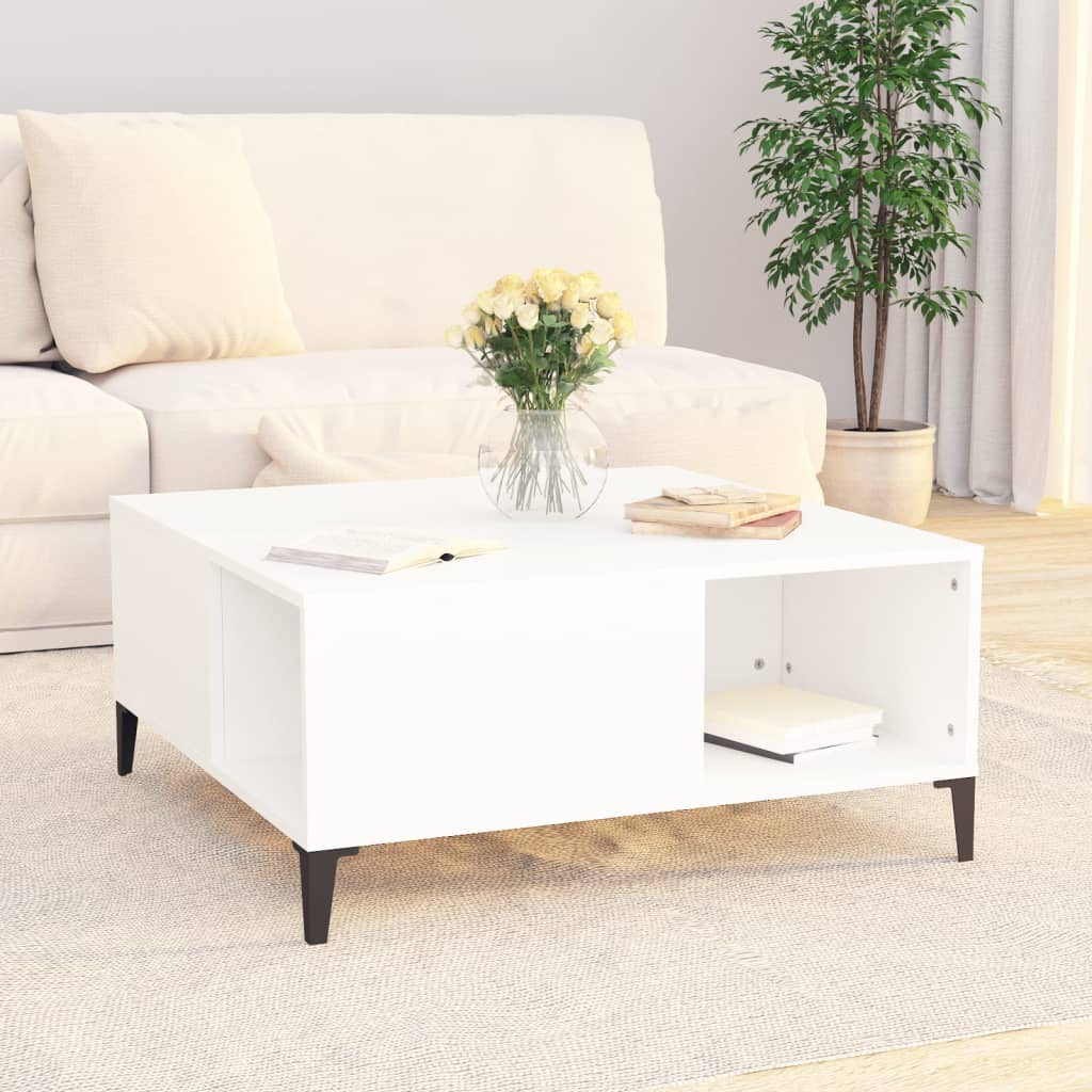Coffee table, white, 80x80x36.5cm, engineered wood