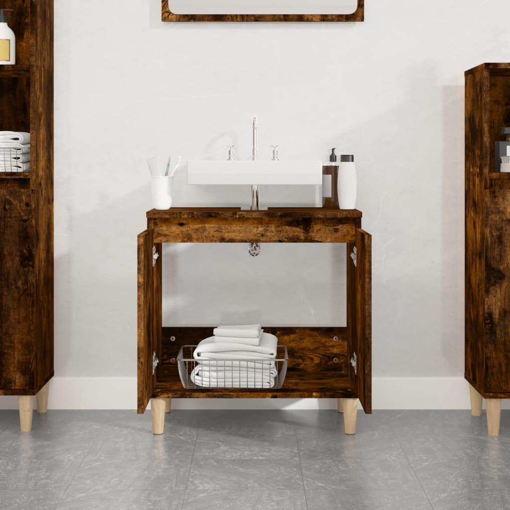 Vanity cabinet, smoky oak, 58x33x60cm, wood