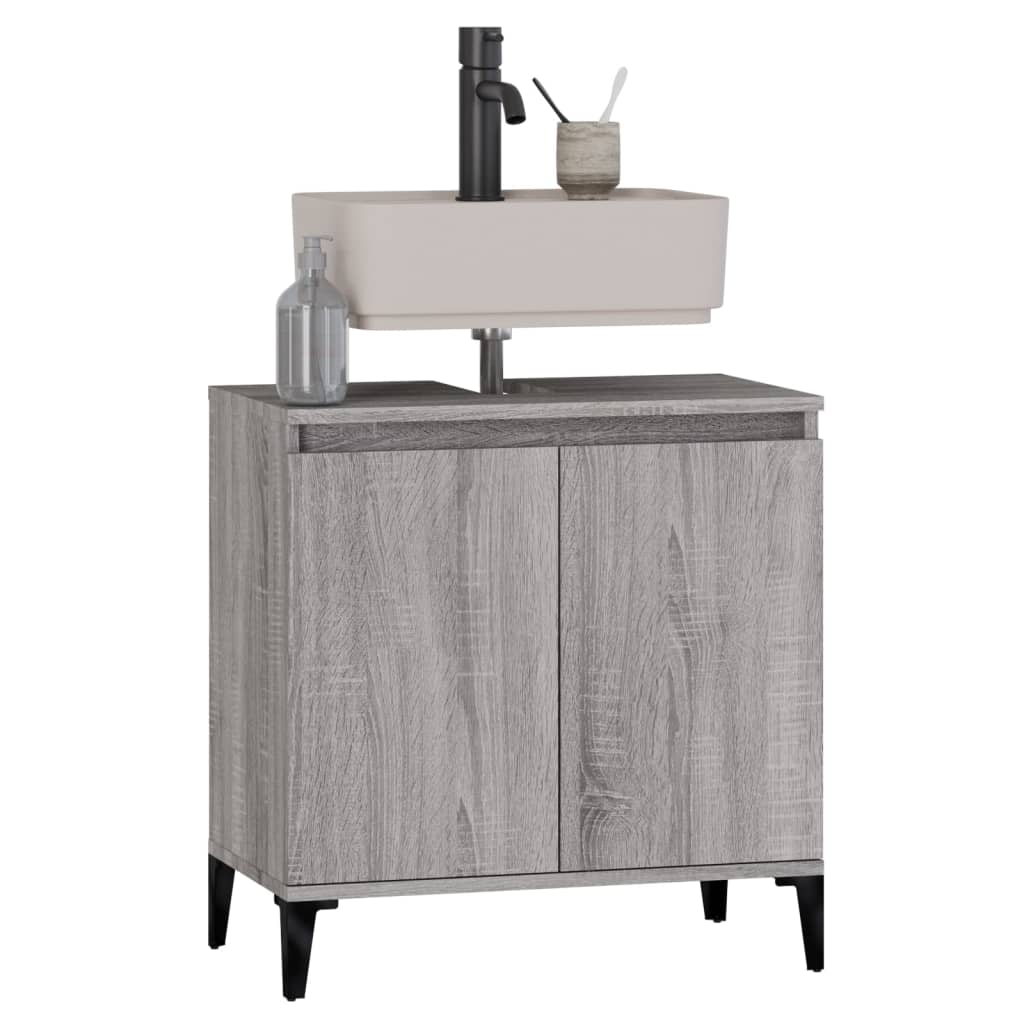Washbasin cabinet, grey oak, 58x33x60cm, engineered wood