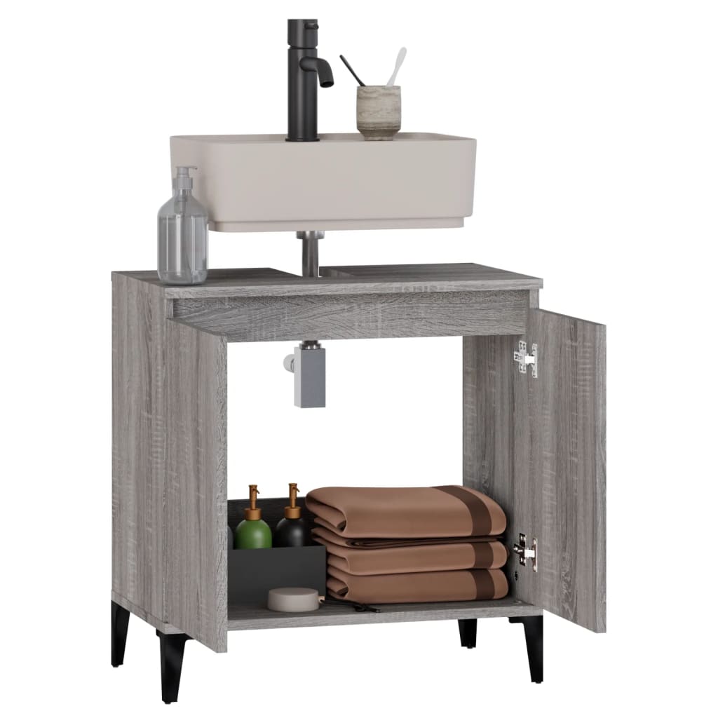 Washbasin cabinet, grey oak, 58x33x60cm, engineered wood