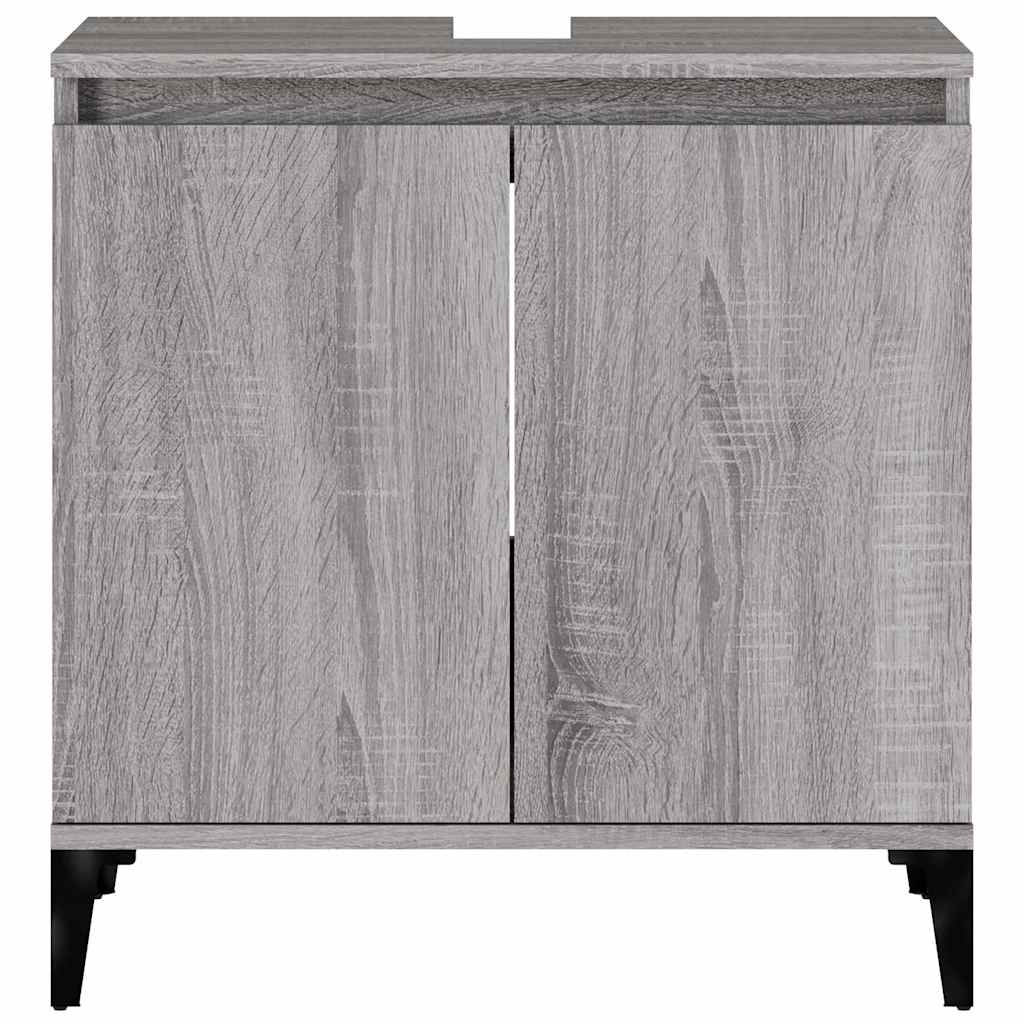 Washbasin cabinet, grey oak, 58x33x60cm, engineered wood