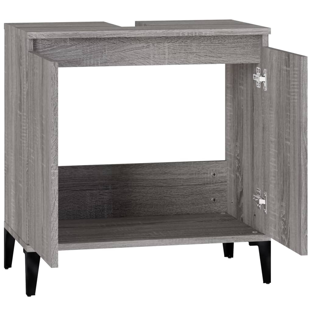 Washbasin cabinet, grey oak, 58x33x60cm, engineered wood