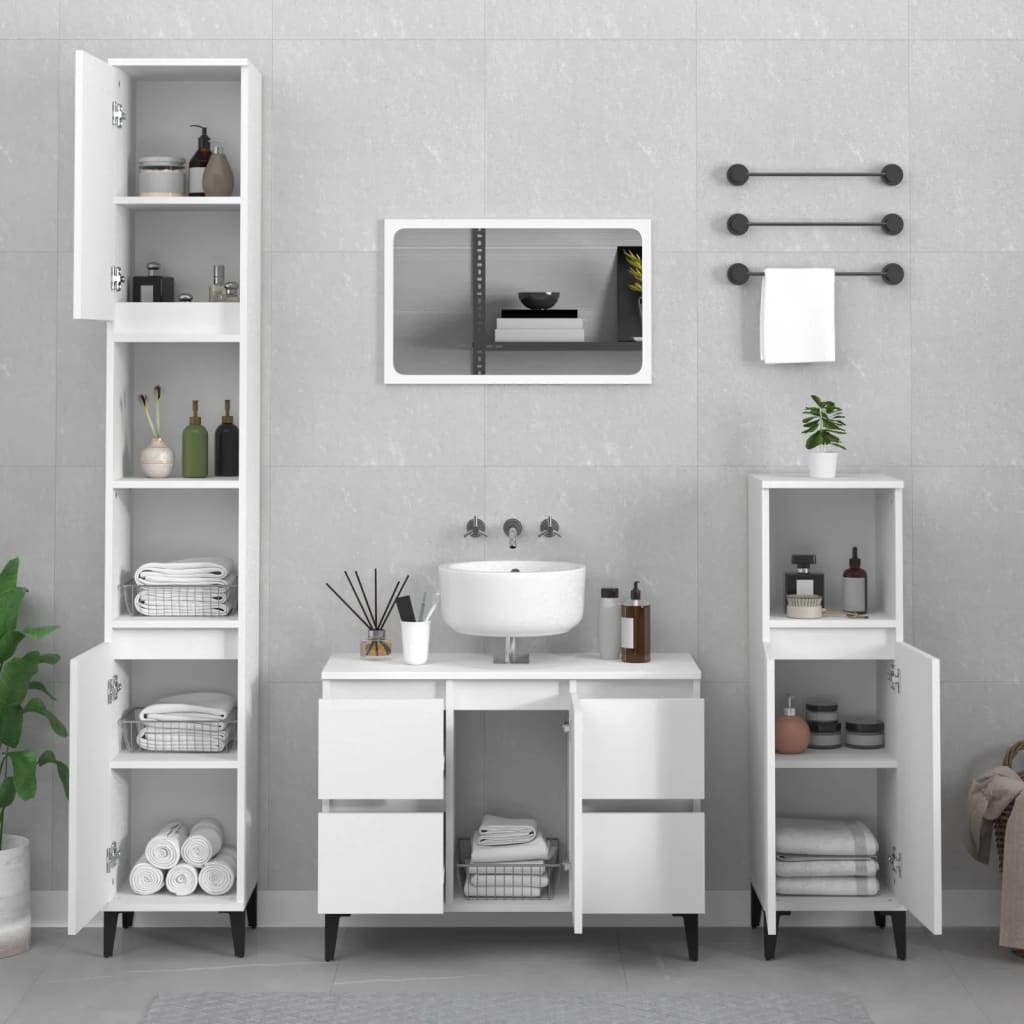 Washbasin cabinet, white, 80x33x60cm, engineered wood