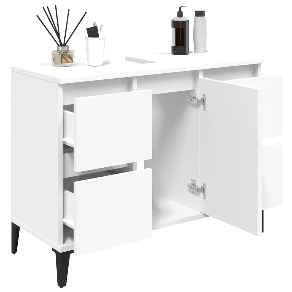 Washbasin cabinet, white, 80x33x60cm, engineered wood