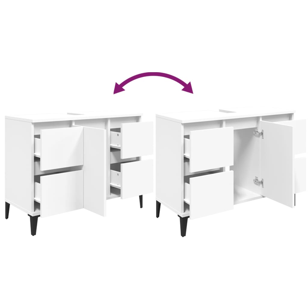 Washbasin cabinet, white, 80x33x60cm, engineered wood