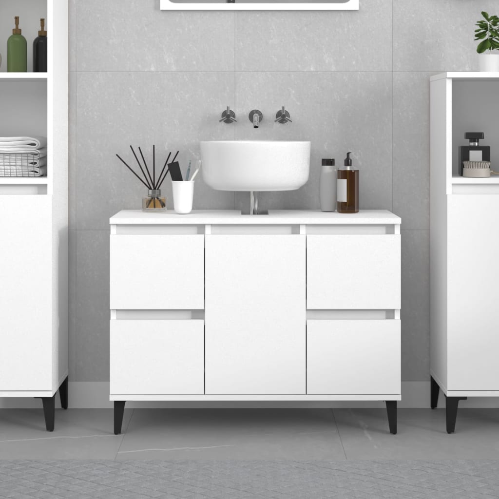 Washbasin cabinet, white, 80x33x60cm, engineered wood