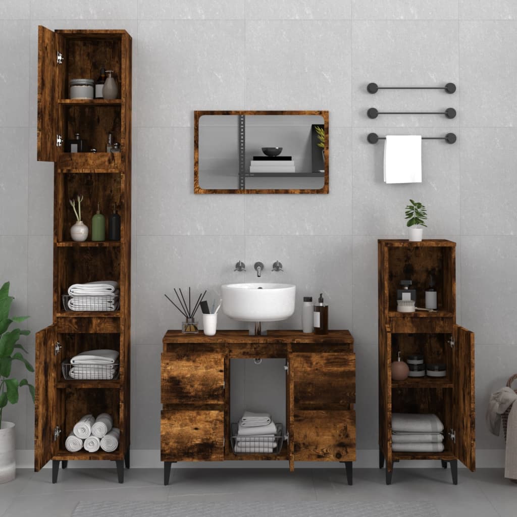 Vanity cabinet, smoky oak, 80x33x60cm, wood