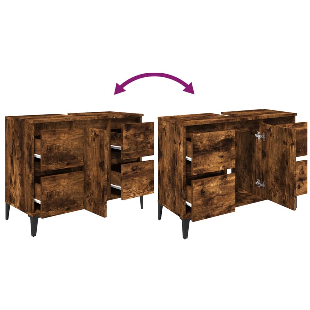 Vanity cabinet, smoky oak, 80x33x60cm, wood