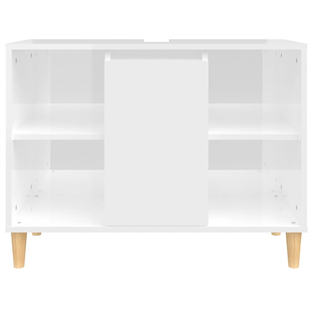 Sink cabinet, white, 80x33x60cm, wood, glossy