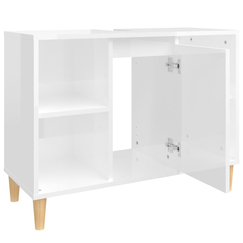 Sink cabinet, white, 80x33x60cm, wood, glossy