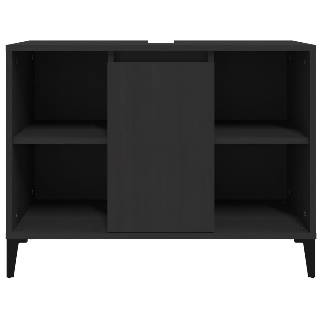 Vanity cabinet, black, 80x33x60cm, engineered wood