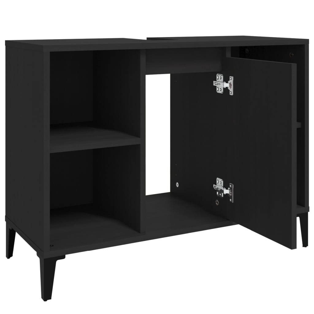 Vanity cabinet, black, 80x33x60cm, engineered wood