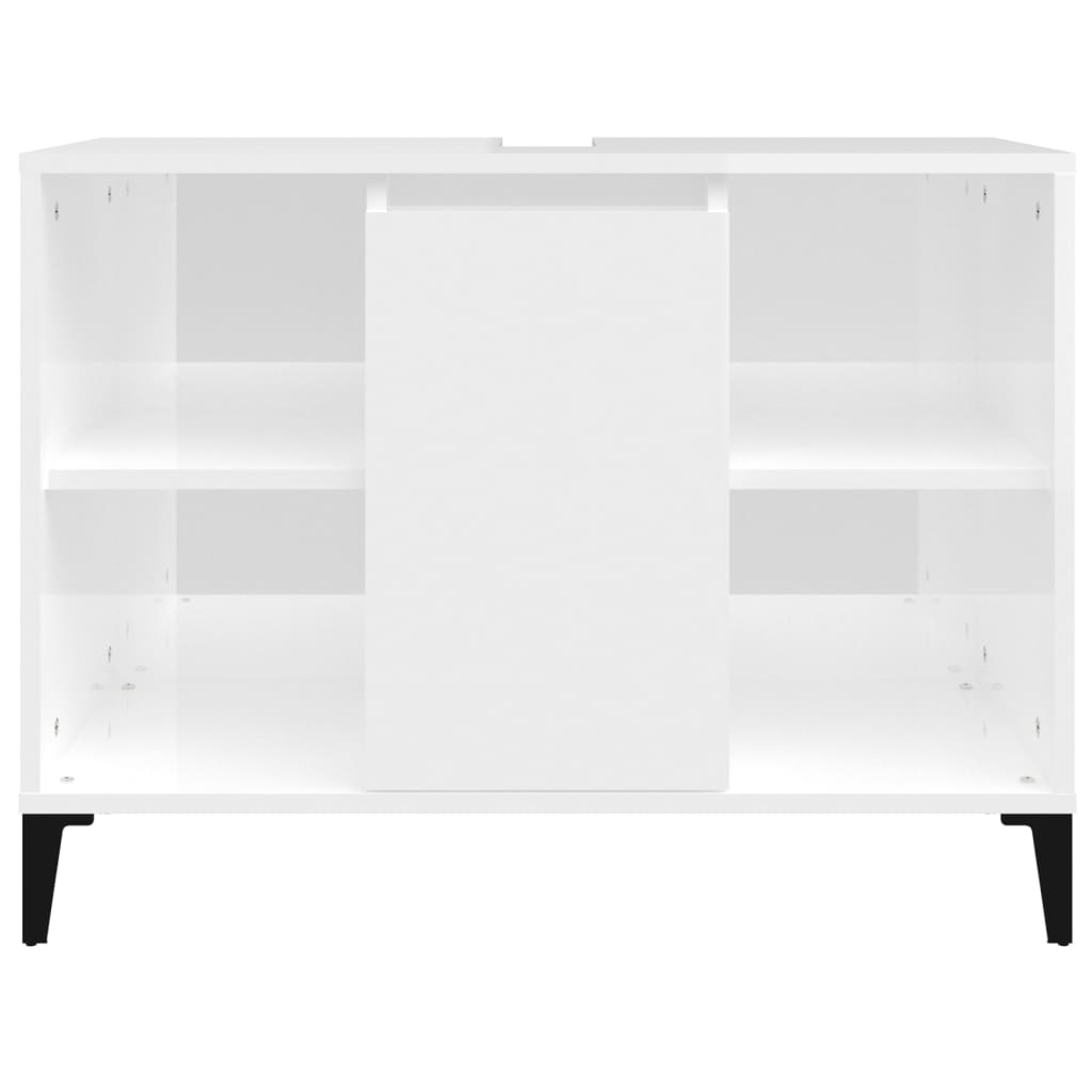 Sink cabinet, white, 80x33x60cm, wood, glossy