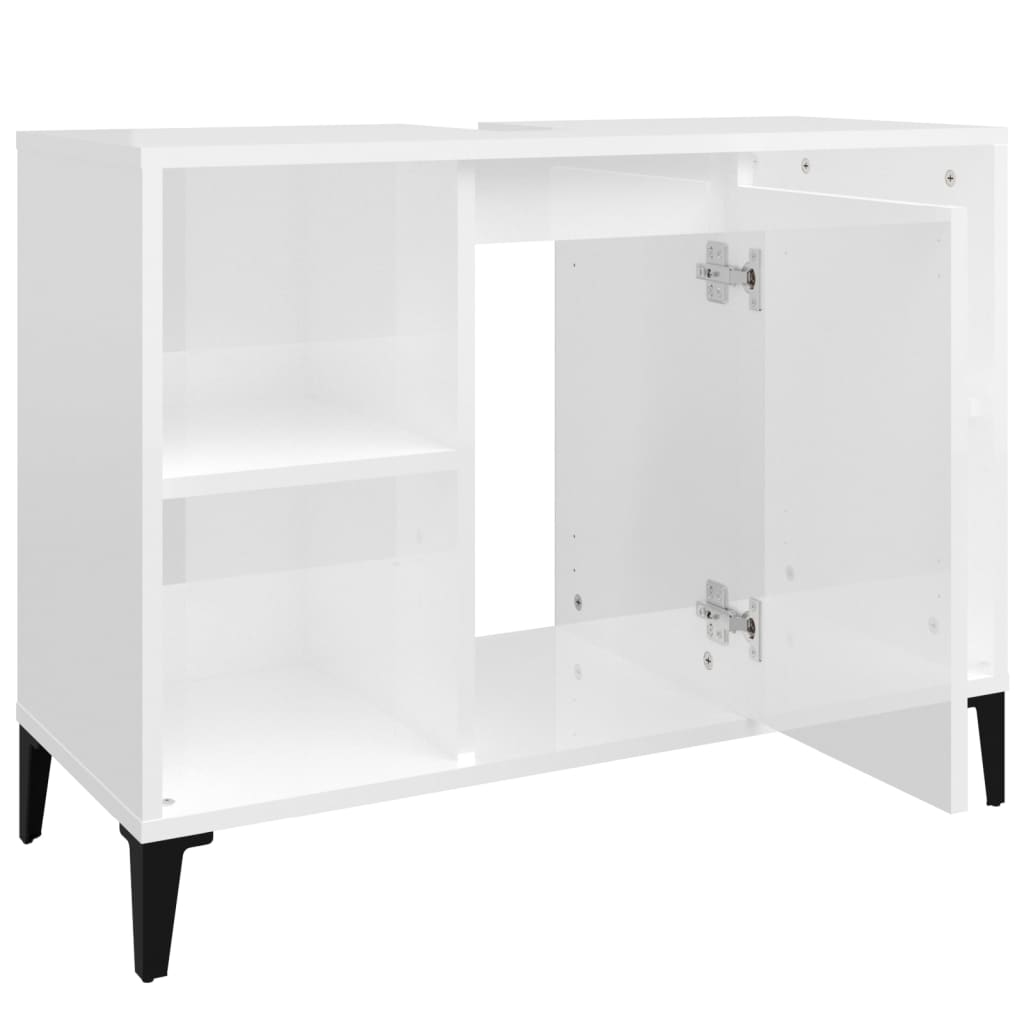 Sink cabinet, white, 80x33x60cm, wood, glossy