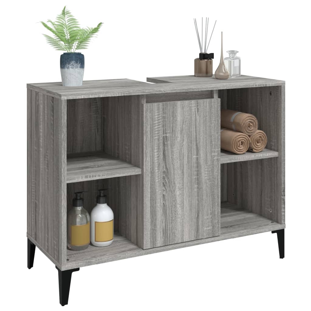 Washbasin cabinet, gray oak, 80x33x60cm, engineered wood