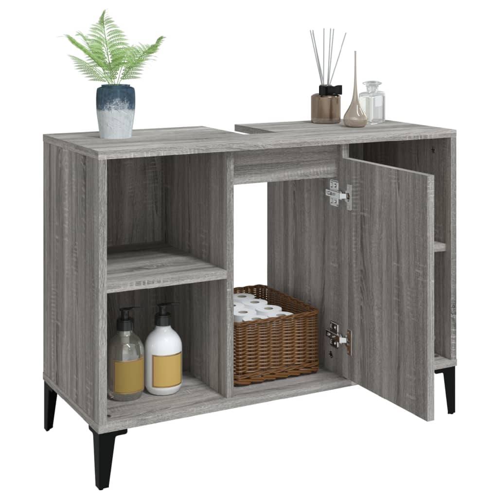 Washbasin cabinet, gray oak, 80x33x60cm, engineered wood