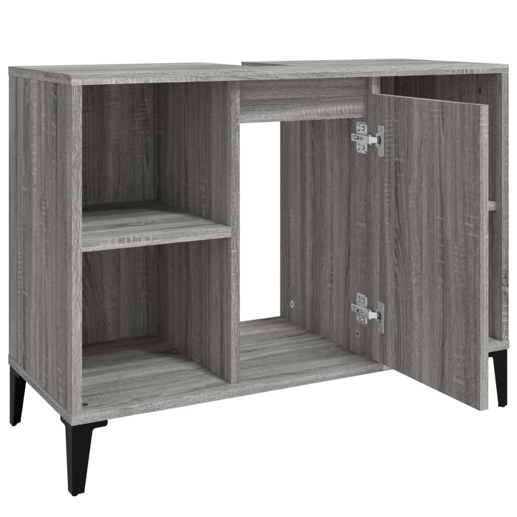 Washbasin cabinet, gray oak, 80x33x60cm, engineered wood