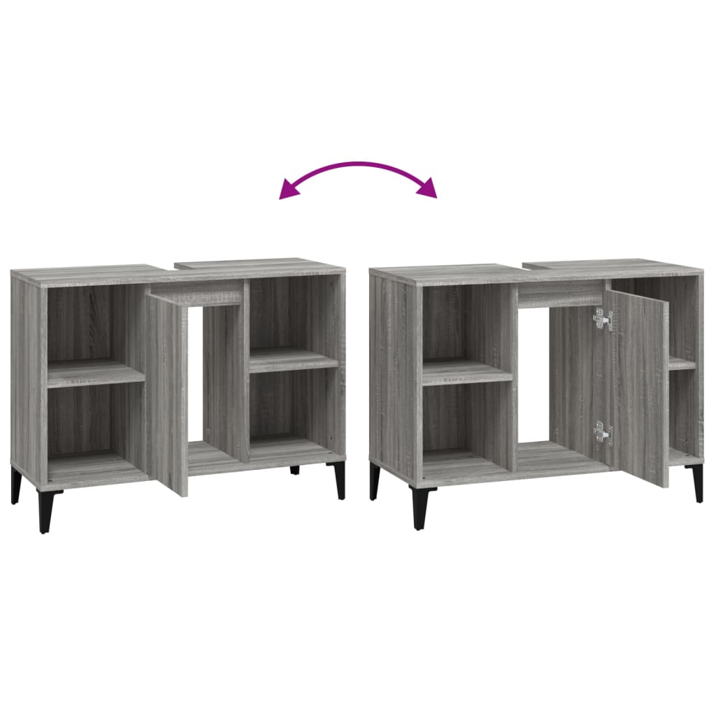 Washbasin cabinet, gray oak, 80x33x60cm, engineered wood