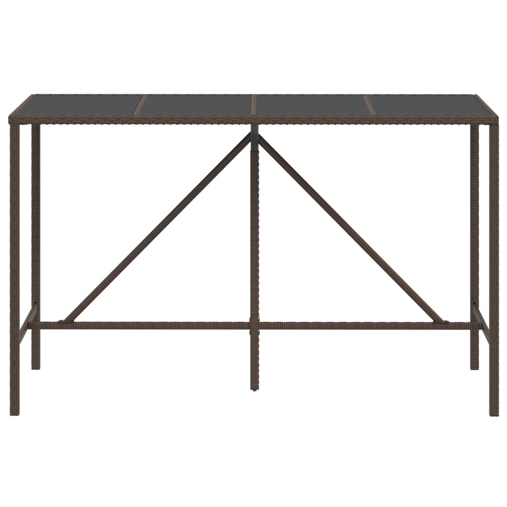Stalas su stikliniu stalviršiu, rudas, 180x70x110cm, ratanas