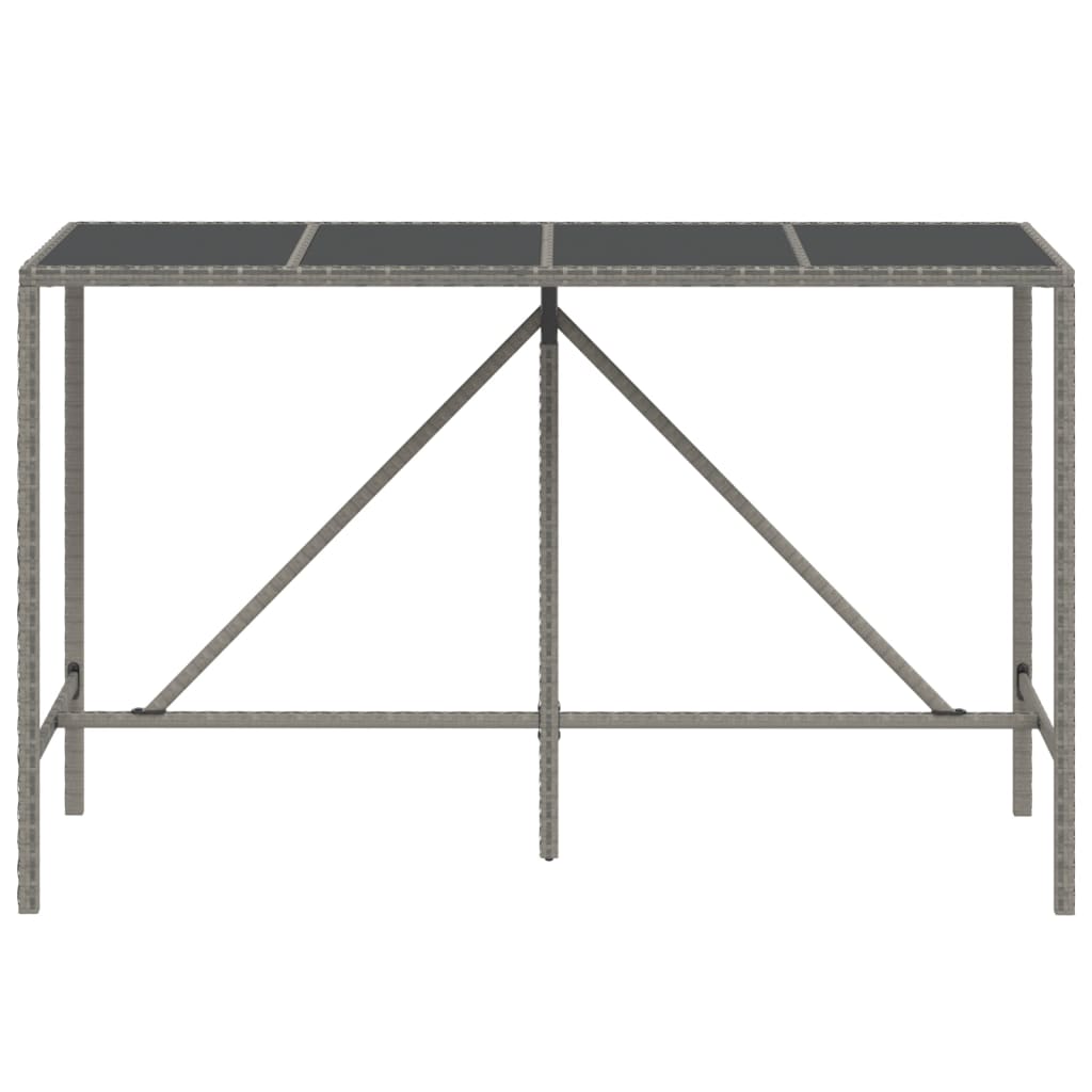 Galds ar stikla virsmu, pelēks, 180x70x110cm, rotangpalma