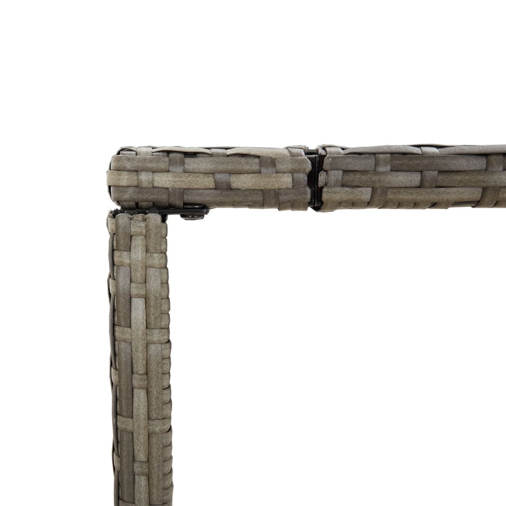 Galds ar stikla virsmu, pelēks, 180x70x110cm, rotangpalma