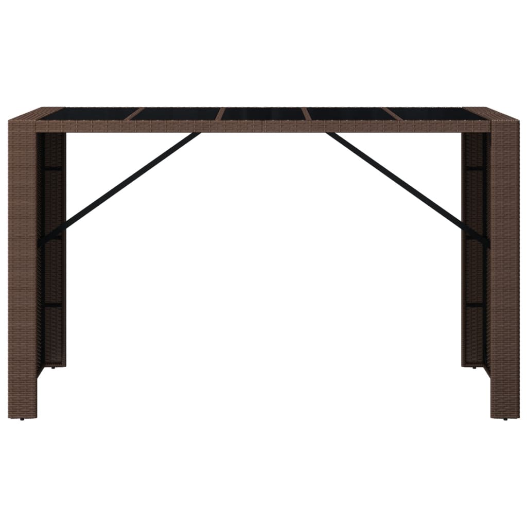 Galds ar stikla virsmu, brūns, 185x80x110cm, rotangpalma