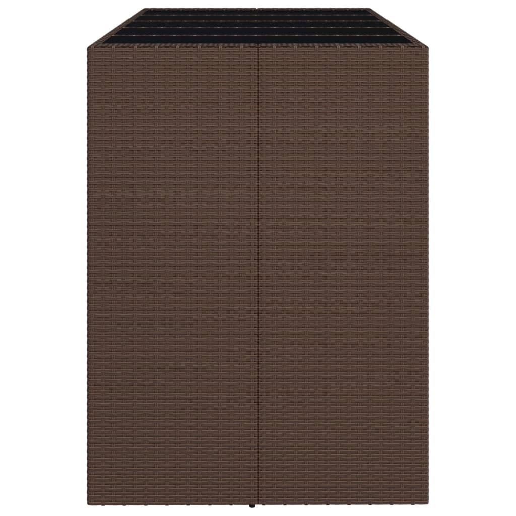 Galds ar stikla virsmu, brūns, 185x80x110cm, rotangpalma