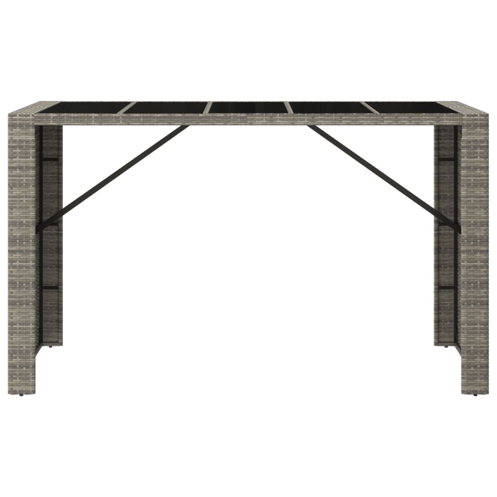 Galds ar stikla virsmu, pelēks, 185x80x110cm, rotangpalma