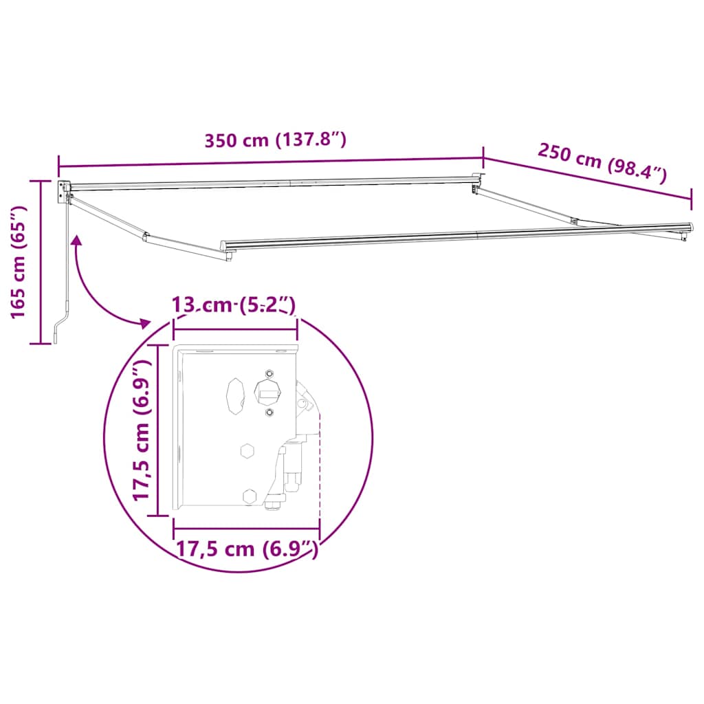 Retractable Awning White 350 x 250 cm Aluminum