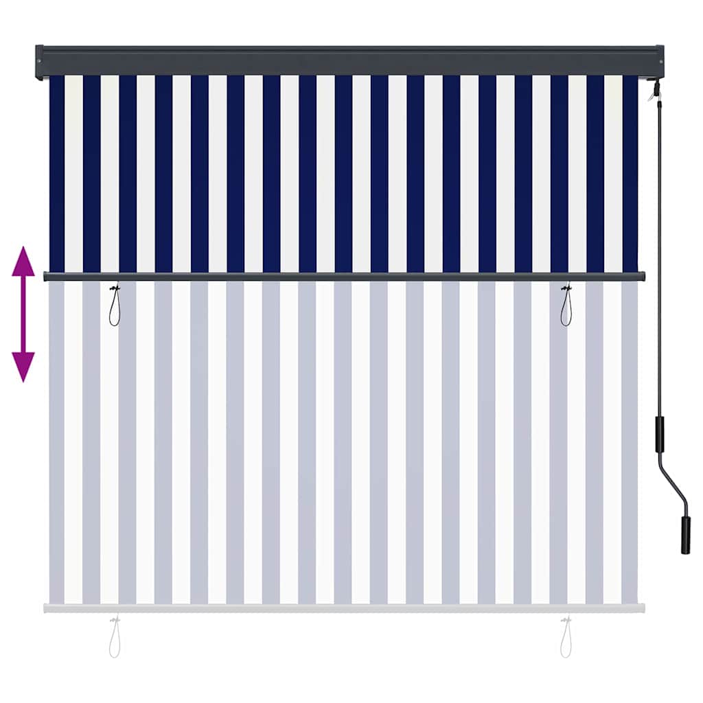 Roletas Mėlyna ir balta 180 x 250 cm Audinys ir aliuminis