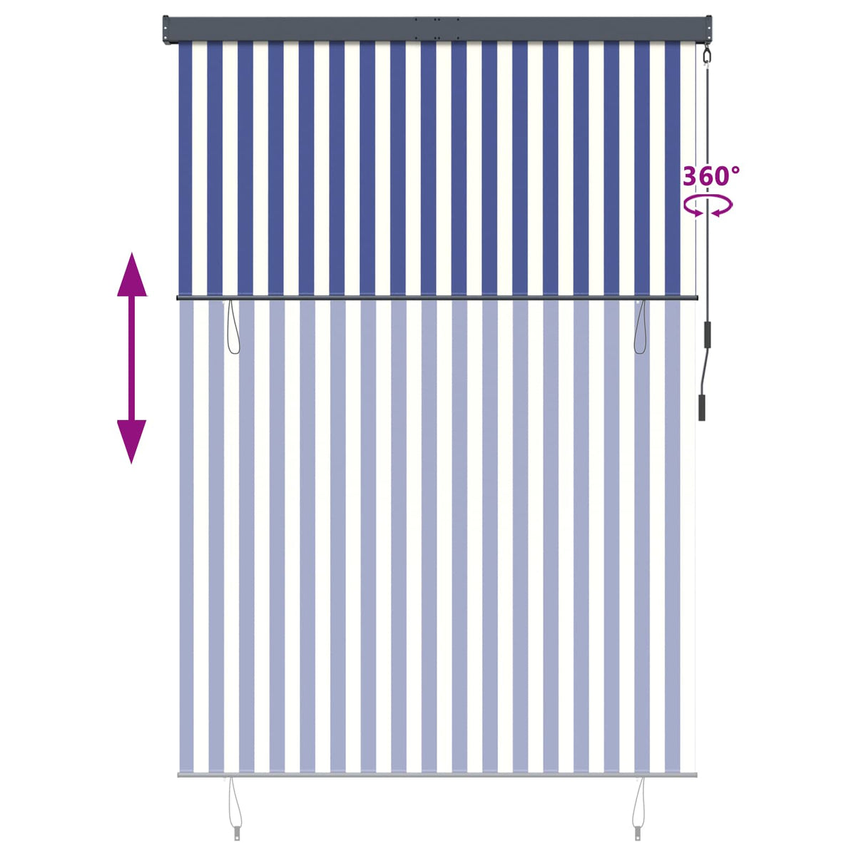 Roletas Mėlyna ir balta 180 x 250 cm Audinys ir aliuminis