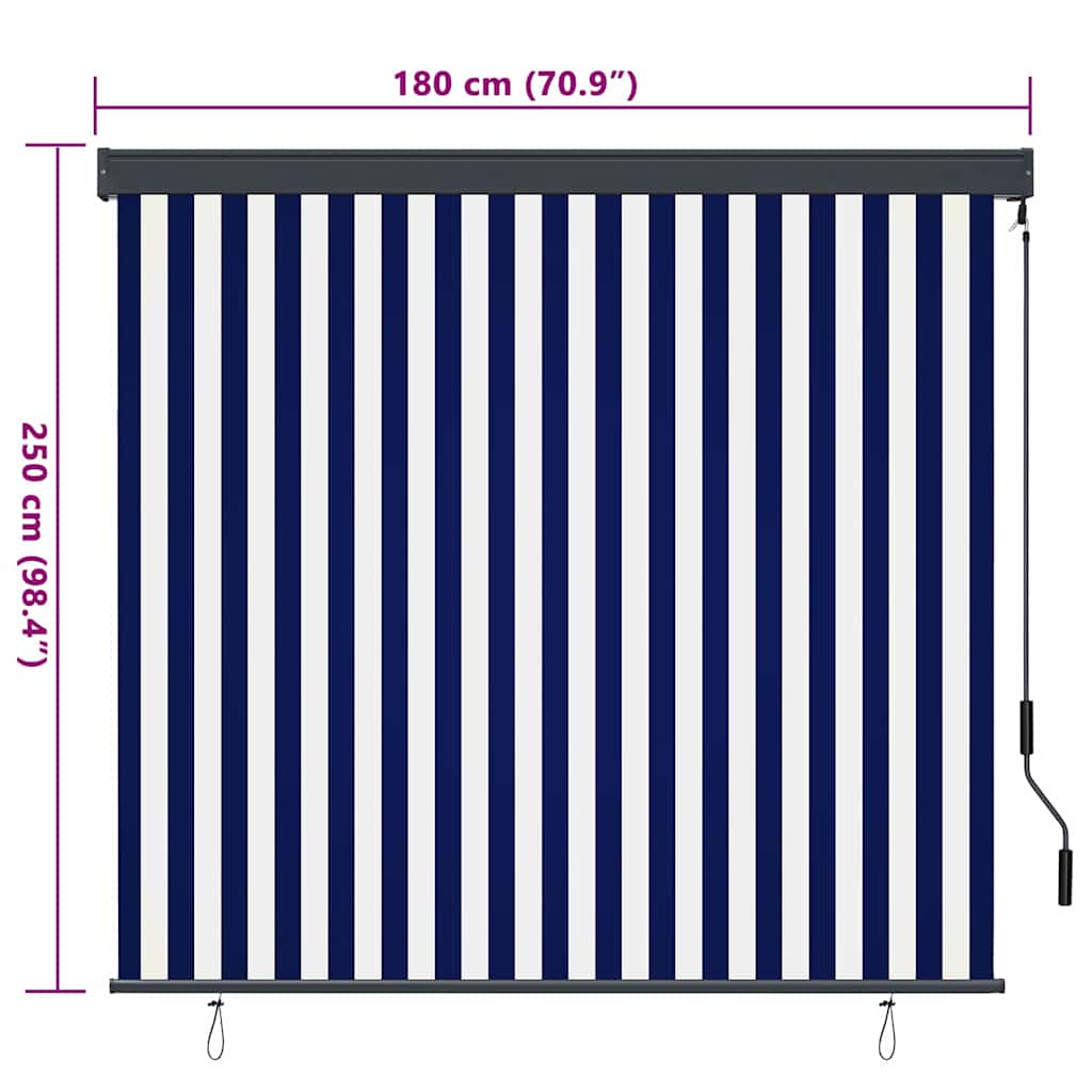 Roletas Mėlyna ir balta 180 x 250 cm Audinys ir aliuminis