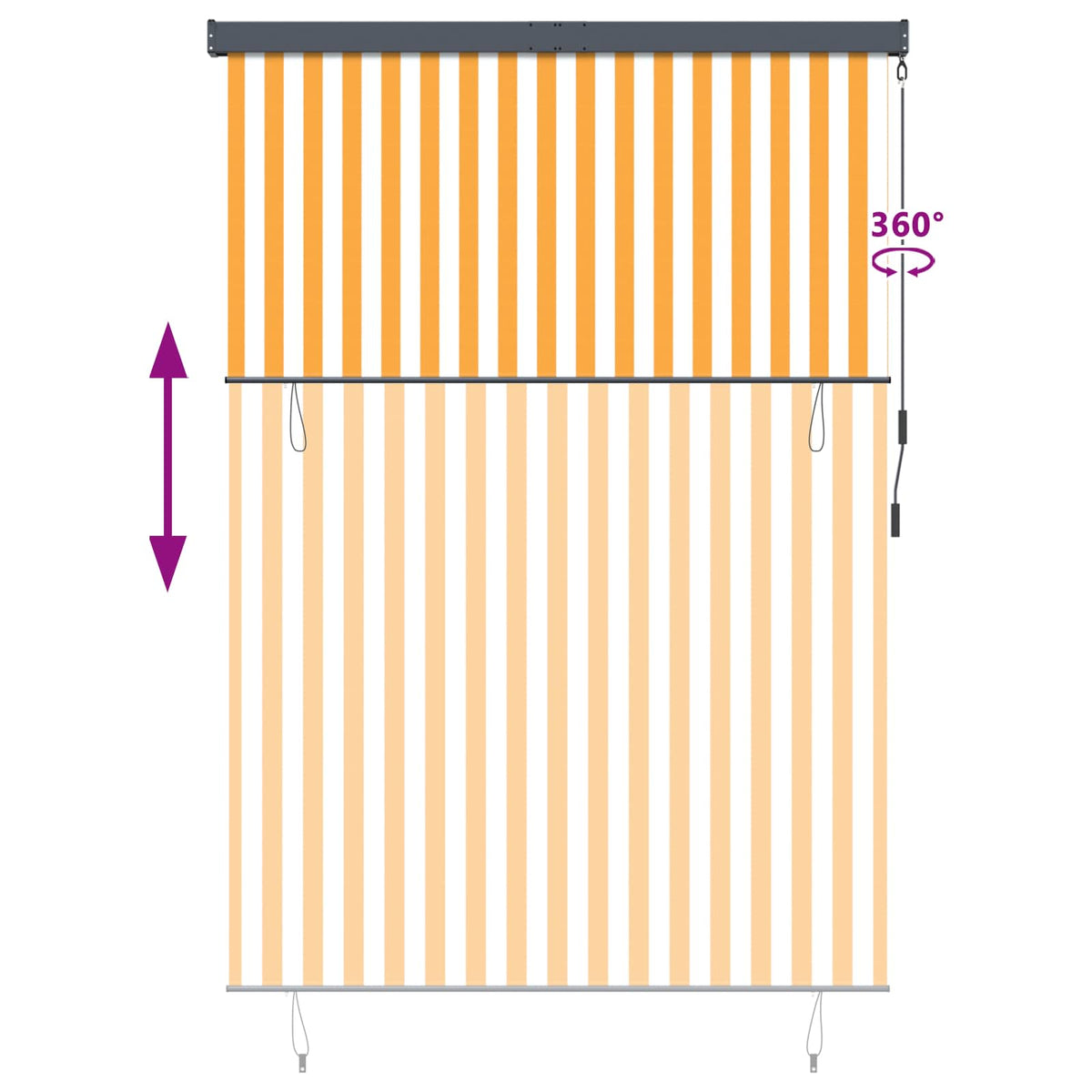 Rullo žalūzija Balta un oranža 180 x 250 cm Audums un alumīnijs