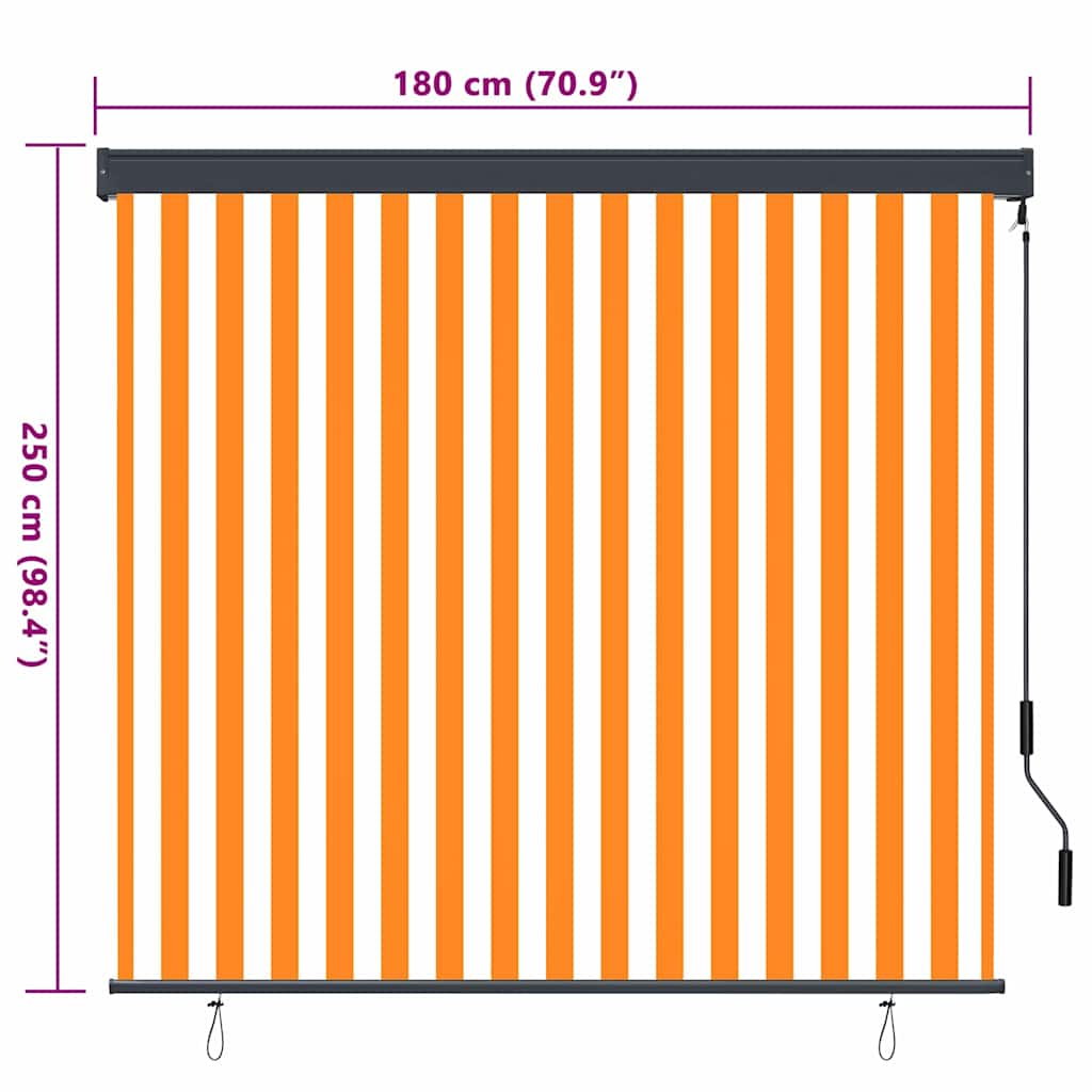 Roletas Balta ir oranžinė 180 x 250 cm Audinys ir aliuminis