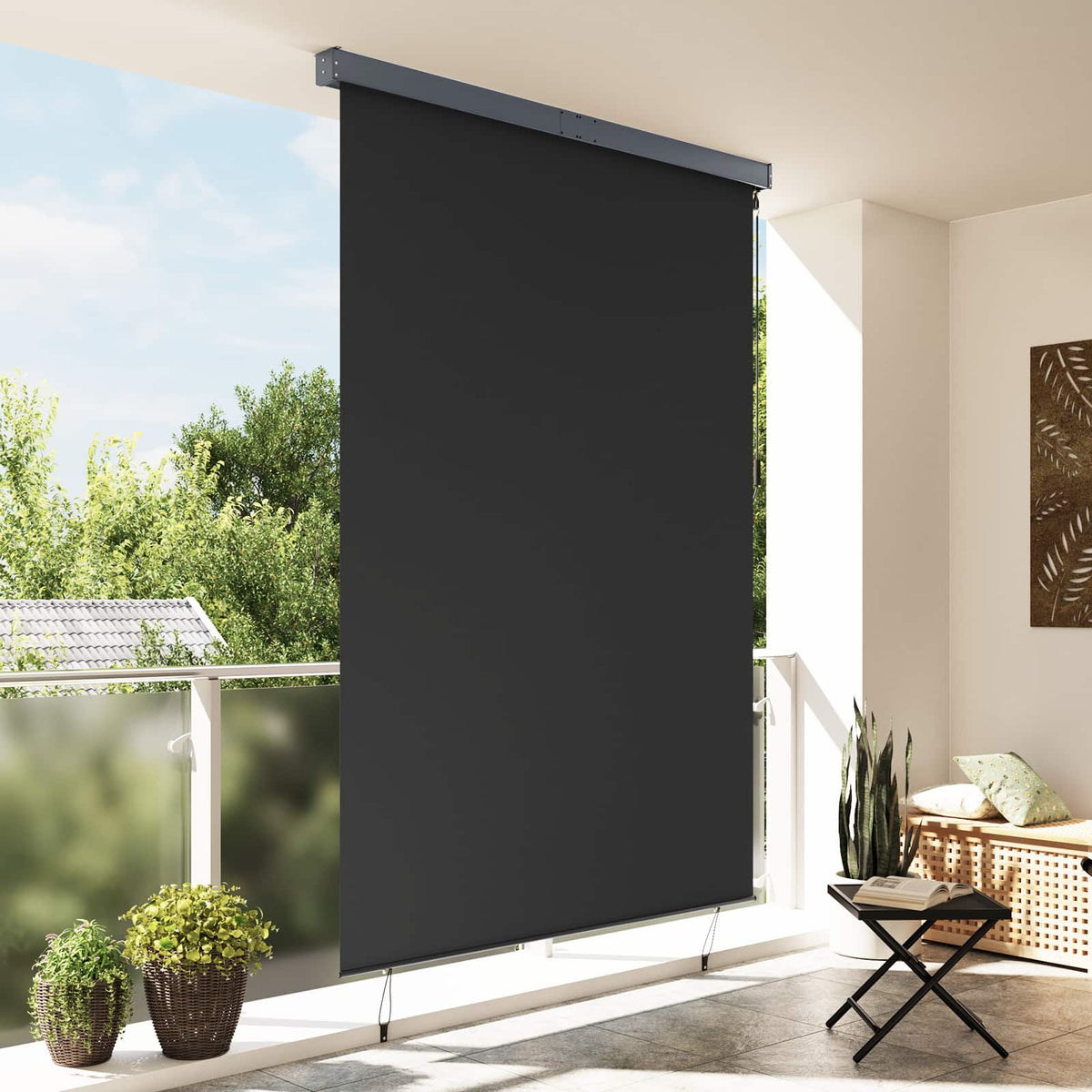 Roletas Dryžuotas Antracitas 180 x 250 cm Audinys ir aliuminis