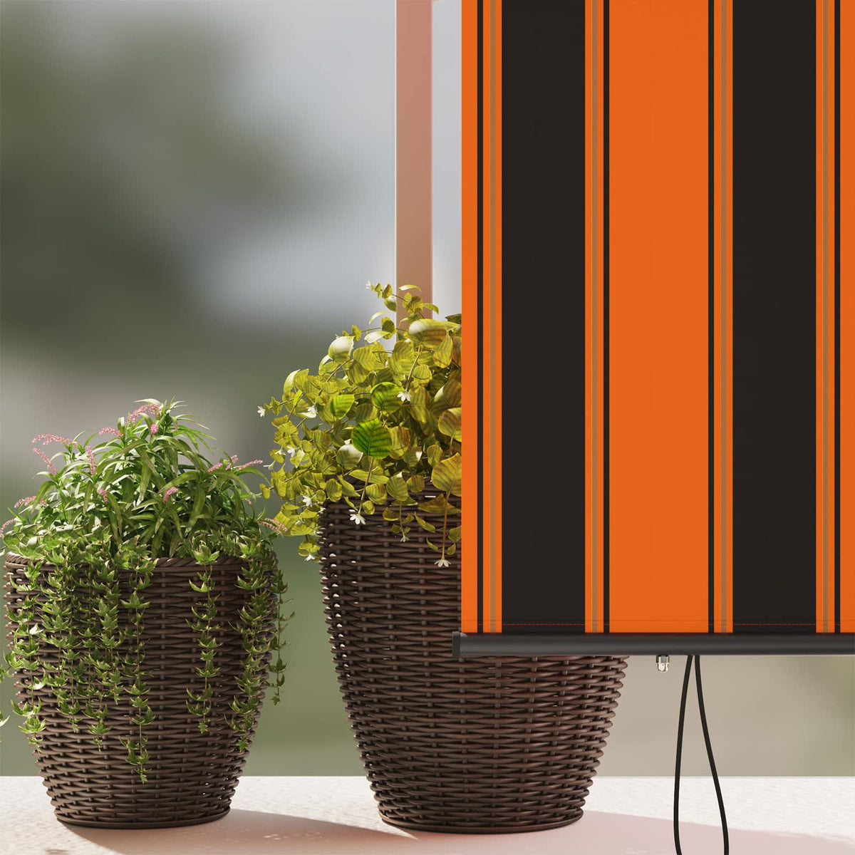 Rullo žalūzija oranža un brūna 180 x 250 cm Audums un alumīnijs