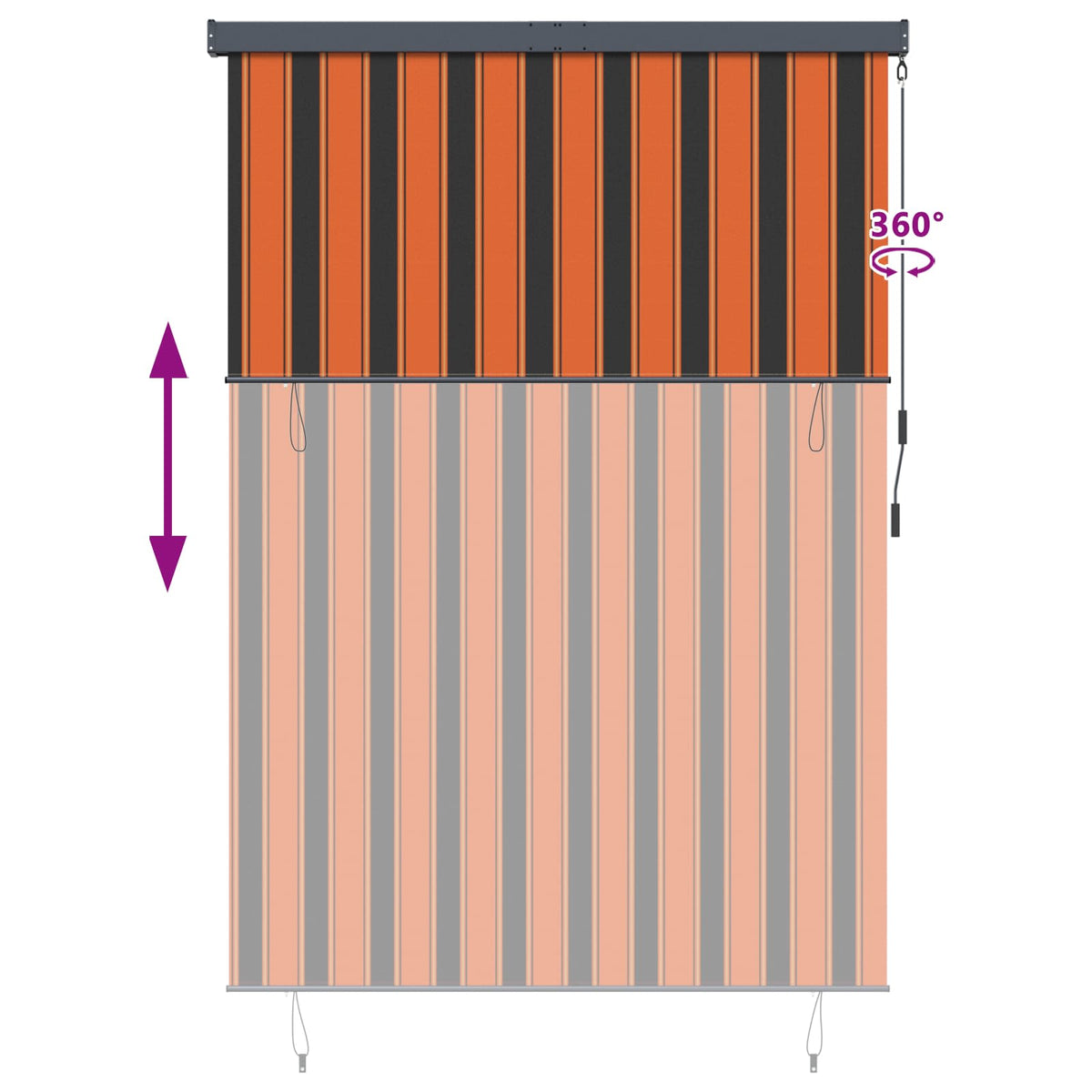 Rullo žalūzija oranža un brūna 180 x 250 cm Audums un alumīnijs