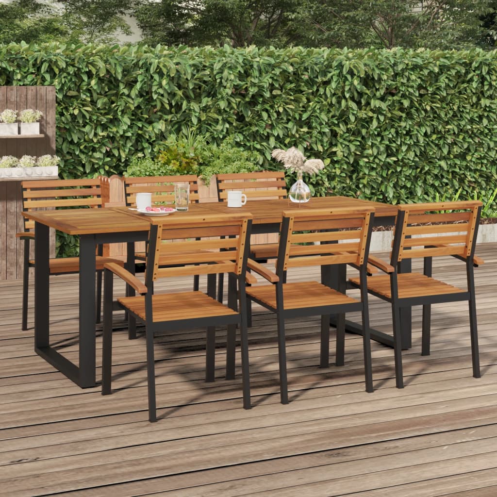 Garden table with U-shaped legs, 200x90x75cm, solid acacia