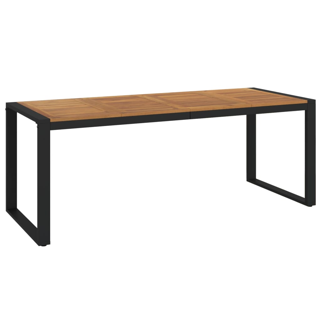 Garden table with U-shaped legs, 200x90x75cm, solid acacia