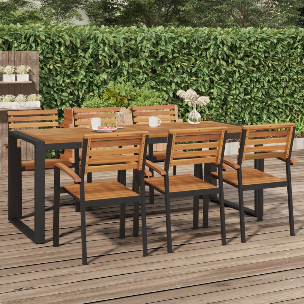 Garden table with U-shaped legs, 200x90x75cm, solid acacia