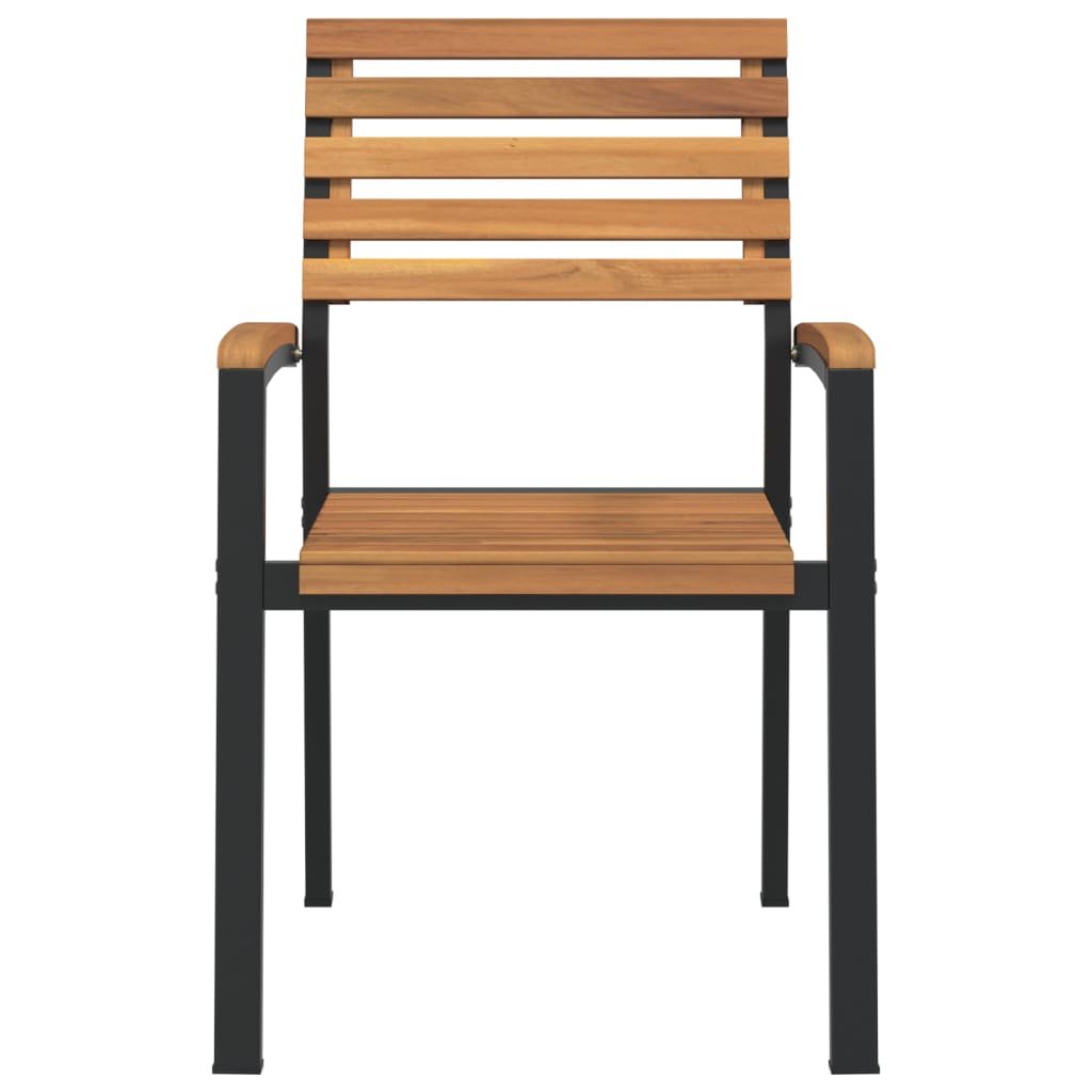 Stackable garden chairs, 2 pcs., solid acacia wood/metal